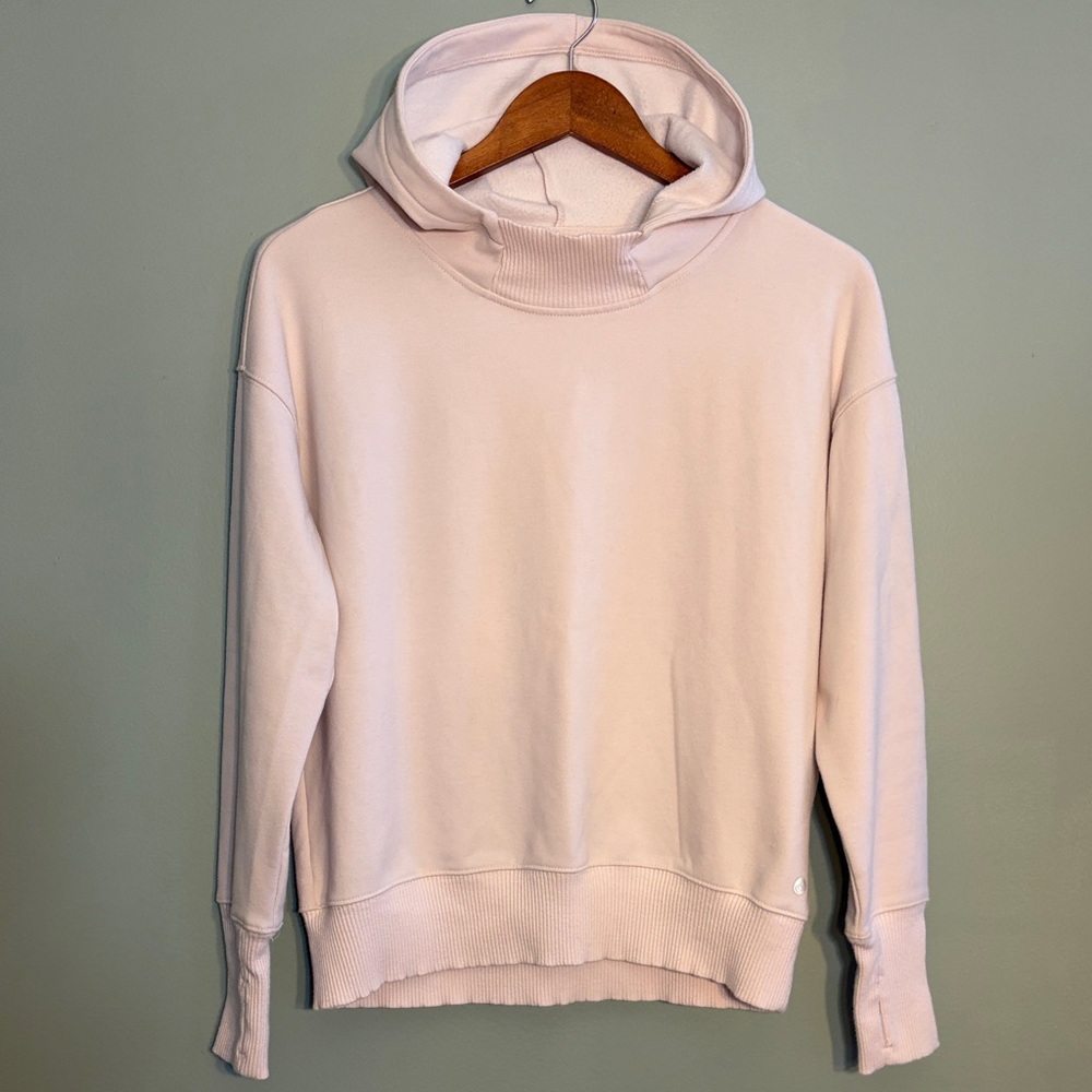 Apana Size Medium Light Pink Pullover Hoodie with Thumb Holes